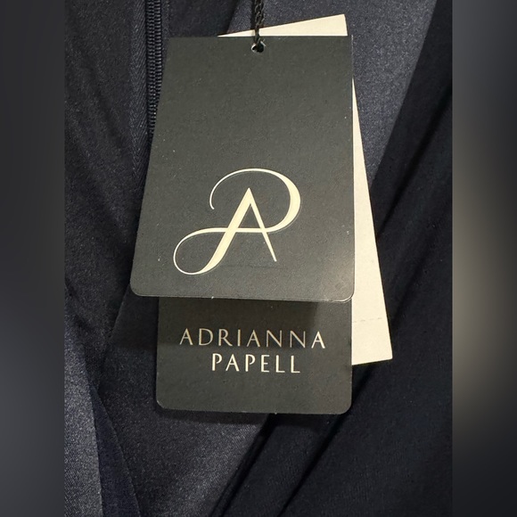 Adrianna Papell Women’s Jersey Tuxedo Gown - Navy, Size 6 - Picture 9 of 13